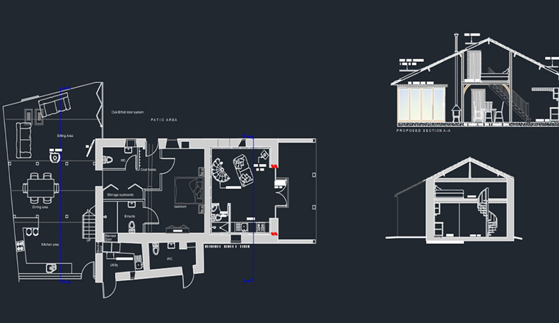 دانلود فایل اتوکد پروژه خانه انباری/بارن هاوس DWG | Barn House AutoCAD Project برای AutoCAD